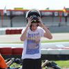 René-Charles Angélil, le fils de Céline Dion, passe l'après-midi à faire des courses de kart à Boissy-l'Aillerie près de Cergy Pontoise le 22 juin 2016.