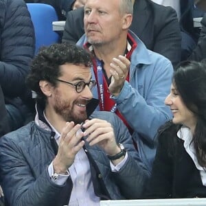 Marie Drucker et son compagnon Mathias Vicherat lors du match du quart de finale de l'UEFA Euro 2016 France-Islande au Stade de France à Saint-Denis, France le 3 juillet 2016. © Cyril Moreau/Bestimage