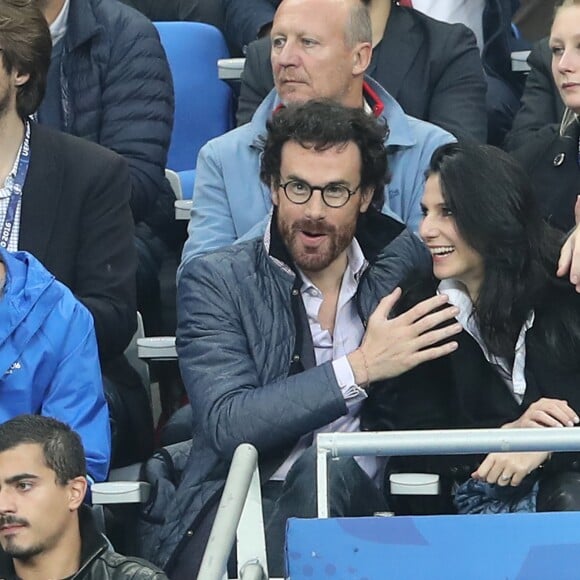 Marie Drucker et son compagnon Mathias Vicherat lors du match du quart de finale de l'UEFA Euro 2016 France-Islande au Stade de France à Saint-Denis, France le 3 juillet 2016. © Cyril Moreau/Bestimage