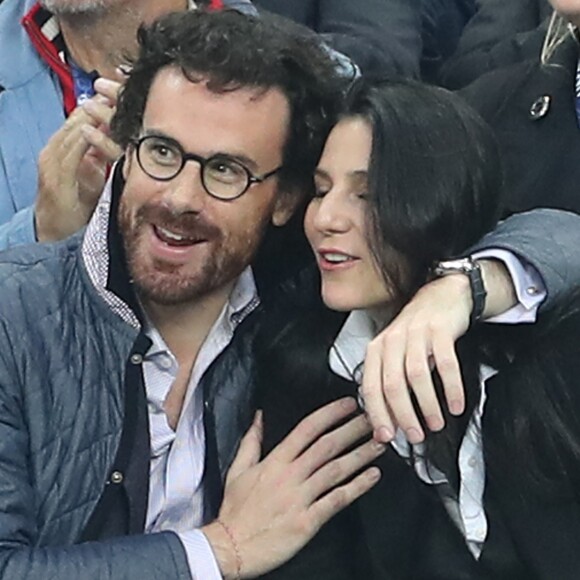 Marie Drucker et son compagnon Mathias Vicherat lors du match du quart de finale de l'UEFA Euro 2016 France-Islande au Stade de France à Saint-Denis, France le 3 juillet 2016. © Cyril Moreau/Bestimage