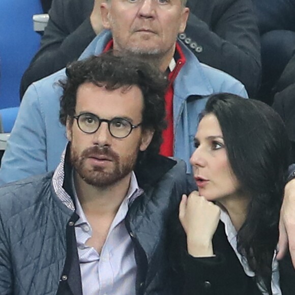 Marie Drucker et son compagnon Mathias Vicherat lors du match du quart de finale de l'UEFA Euro 2016 France-Islande au Stade de France à Saint-Denis, France le 3 juillet 2016. © Cyril Moreau/Bestimage