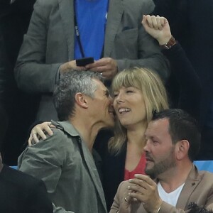 Nagui et sa femme Mélanie Page, Claude Deschamps lors du match du quart de finale de l'UEFA Euro 2016 France-Islande au Stade de France à Saint-Denis, France le 3 juillet 2016. © Cyril Moreau/Bestimage