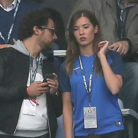 Thomas Hollande et sa compagne Emilie Broussouloux lors du match du quart de finale de l'UEFA Euro 2016 France-Islande au Stade de France à Saint-Denis, France le 3 juillet 2016. © Cyril Moreau/Bestimage