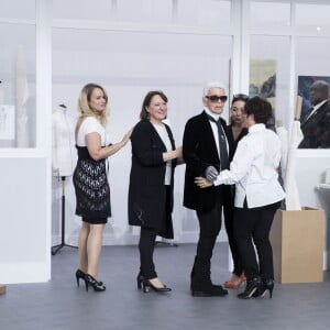 Cécile Ouvrard, Josette Peltier, le designer Karl Lagerfeld, Jacqueline Mercier, Olivia Douchez - Défilé Chanel (collection haute couture automne-hiver 2016-2017) au Grand Palais. Paris, le 5 juillet 2016. © Olivier Borde / Bestimage