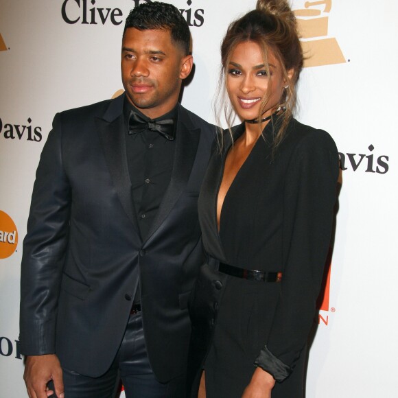 Ciara et son compagnon Russell Wilson - Soirée de Gala Clive Davis Pre-Grammy à l'hôtel Hilton de Beverly Hills le 14 février 2016.