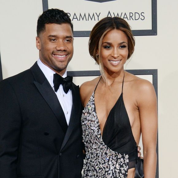 Ciara et son compagnon Russell Wilson - La 58ème soirée annuelle des Grammy Awards au Staples Center à Los Angeles, le 15 février 2016.