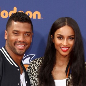 Ciara et son compagnon Russell Wilson - People au "Nickelodeon Kid's Choice Sports Awards" à Westwood. Le 16 juillet 2015