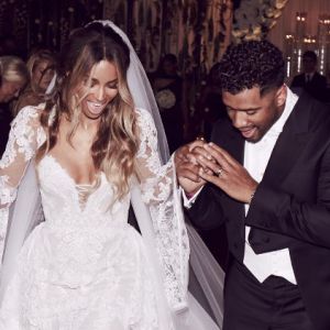 Ciara et Russell Wilson lors de leur mariage à Liverpool le 6 juillet 2016