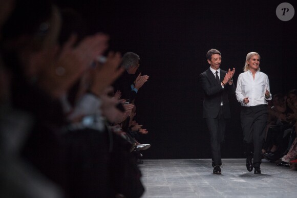 Designers Pierpaolo Piccioli and Maria Grazia Chiuri on the runway at the end of their creations show for Valentino as part of Paris Fall/Winter 2016/2017 Fashion Week on March 8, 2016 in Espace Ephemere des Tuileries in Paris, France. Photo by Audrey Poree/ABACAPRESS.COM08/03/2016 - Paris