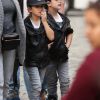 Exclusif - Nelson et Eddy Angélil, les jumeaux de Céline Dion, visitent le Quartier de la Butte Montmartre avec leurs trois nounous, leurs deux gardes du corps et leur chauffeur à Paris le 27 juin 2016.