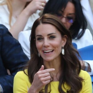 Kate Middleton, duchesse de Cambridge, dans les tribunes du tournoi de Wimbledon à Londres, le 7 juillet 2016.