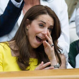 Kate Middleton, duchesse de Cambridge, dans les tribunes du tournoi de Wimbledon à Londres, le 7 juillet 2016.