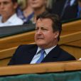 David Cameron et sa mère Mary Cameron lors de la finale hommes Andy Murray contre Milos Raonic du tournoi de tennis de Wimbledon à Londres, le 10 juillet 2016.