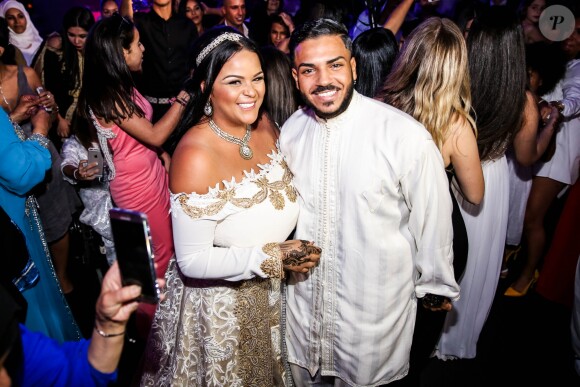Exclusif - Fiançailles de Sarah Fraisou ("Les Anges 8") avec Malik, la cérémonie s'est déroulée dans une salle des fêtes de la région parisienne en présence de leurs familles le 8 juillet 2016.