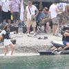 Dakota Johnson et Jamie Dornan tournent une scène en jet ski pour le film "50 nuances plus sombres" dans le sud de la France à Saint-Jean Cap Ferrat le 12 juillet 2016.
