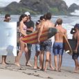 Miranda Kerr sur une plage de Malibu lors d'un shooting organisé le 18 juillet 2016