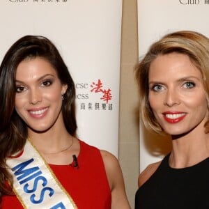 Iris Mittenaere, Miss France 2016 et Sylvie Tellier au photocall du déjeuner du Chinese Business Club à l'hôtel Intercontinental pour la journée internationale des femmes à Paris le 8 mars 2016. © Rachid Bellak / Bestimage