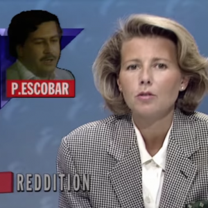 Claire Chazal dans la bande-annonce de la saison 2 de "Narcos", le 2 septembre 2016 sur Netflix.