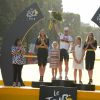 André Greipel, entouré de ses filles, fête sa victoire dans l'étape des Champs-Elysées, au dernier jour du Tour de France, à Paris le 24 juillet 2016. © Coadic Guirec / Bestimage
