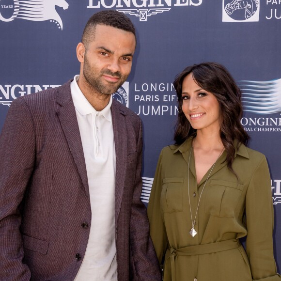 Exclusif - Tony Parker et sa femme Axelle Francine au Longines Paris Eiffel Jumping au Champ-de-Mars à Paris, le 5 juillet 2015.