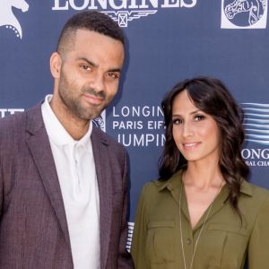 Exclusif - Tony Parker et sa femme Axelle Francine au Longines Paris Eiffel Jumping au Champ-de-Mars à Paris, le 5 juillet 2015.