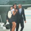 Le président Américain Barack Obama accompagné de sa fille Malia quitte Los Angeles à bord de Air Force One le 8 Avril 2016.