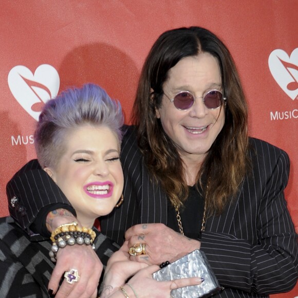 Ozzy Osbourne et sa fille Kelly Osbourne - 10ème concert de charité "MusiCares Map Fund Benefit" à Los Angeles. Le 12 mai 2014