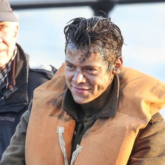 Harry Styles sur le tournage de "Dunkirk" à Weymouth. Angleterre, le 28 juillet 2016.