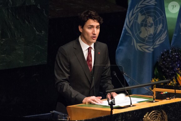 Justin Trudeau, premier ministre Canadien - Conférence sur le climat à L'ONU à New York le 22 Avril 2016.  Leaders from around the world gathered in General Assembly Hall at UN Headquarters in New York City to sign the Global Climate Agreement resulting from the COP21 conference in Paris (December 2015) in New York on April 22, 2016.22/04/2016 - New York