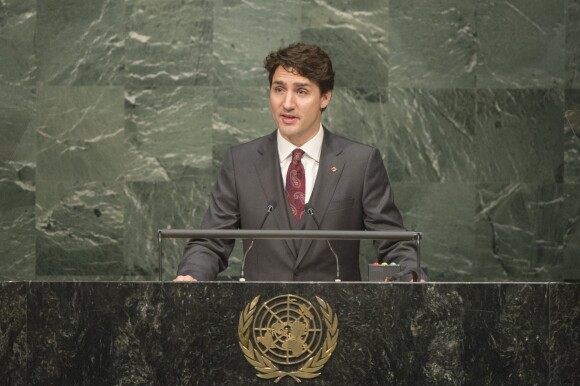 Justin Trudeau, premier ministre Canadien - Conférence sur le climat à L'ONU à New York le 22 Avril 2016. 