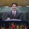 Justin Trudeau, premier ministre Canadien - Conférence sur le climat à L'ONU à New York le 22 Avril 2016. 