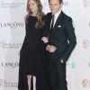 Eddie Redmayne et sa femme Hannah Bagshawe (enceinte) - Photocall de la soirée "Pre BAFTA Lancôme" à Londres. Le 13 février 2016