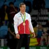 Dirk van Tichelt à la cérémonie de remise des médailles (catégorie 73-kg) à la Carioca Arena 2 lors des Jeux olympiques 2016. Rio de Janeiro, le 8 août 2016.
