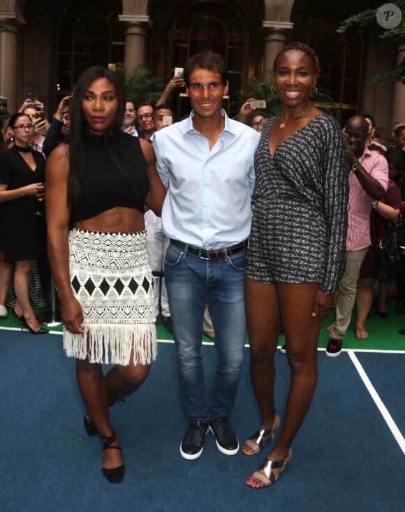 Serena Williams, Rafael Nadal et Venus Williams au "Virtual Tennis Tournament" à New York, le 25 août 2016