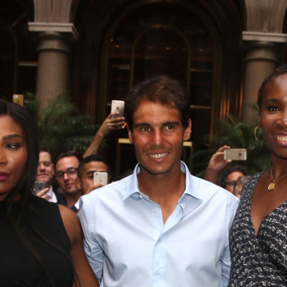 Serena Williams, Rafael Nadal et Venus Williams au "Virtual Tennis Tournament" à New York, le 25 août 2016