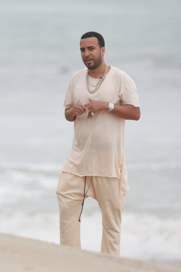 Le rappeur French Montana sur le tournage d'un clip sur une plage à Malibu. Le 21 juin 2016 © CPA / Bestimage