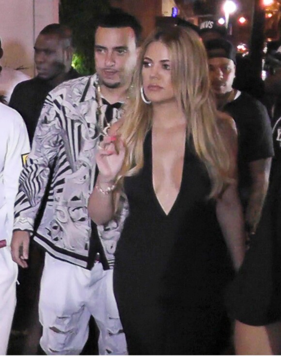 Semi-Exclusif - Khloe Kardashian et French Montana vont faire la fête au Dream Nightclub avec P.Diddy (Sean Combs) à Miami, le 29 mars 2015.