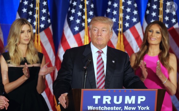 Ivanka Trump, Melania Trump - Donald Trump s'adresse à ses supporters et aux médias pendant un meeting à Briarcliff Manor, NY on June 7, 2016. © Agence/Bestimage