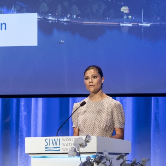 La princesse Victoria de Suède intervenait lors de la conférence Building a Resilient Future Through Water dans le cadre de la World Water Week à Stockholm, le 1er septembre 2016.