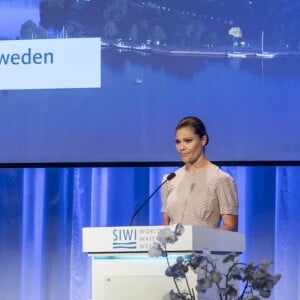 La princesse Victoria de Suède intervenait lors de la conférence Building a Resilient Future Through Water dans le cadre de la World Water Week à Stockholm, le 1er septembre 2016.