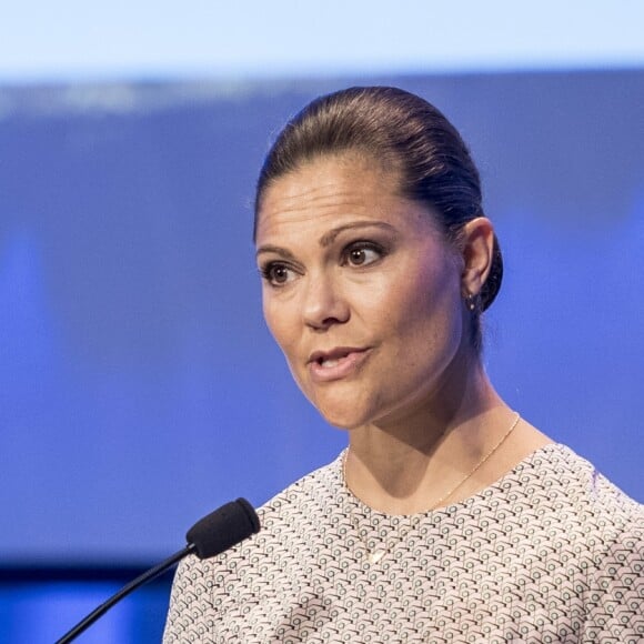 La princesse Victoria de Suède intervenait lors de la conférence Building a Resilient Future Through Water dans le cadre de la World Water Week à Stockholm, le 1er septembre 2016.