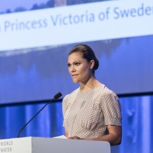 La princesse Victoria de Suède intervenait lors de la conférence Building a Resilient Future Through Water dans le cadre de la World Water Week à Stockholm, le 1er septembre 2016.