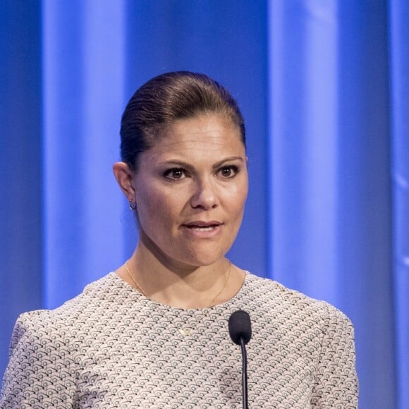 La princesse Victoria de Suède intervenait lors de la conférence Building a Resilient Future Through Water dans le cadre de la World Water Week à Stockholm, le 1er septembre 2016.