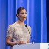 La princesse Victoria de Suède intervenait lors de la conférence Building a Resilient Future Through Water dans le cadre de la World Water Week à Stockholm, le 1er septembre 2016.