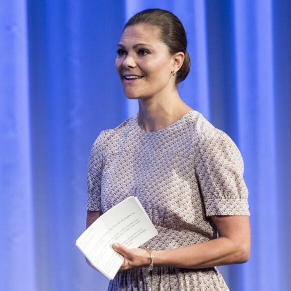 La princesse Victoria de Suède intervenait lors de la conférence Building a Resilient Future Through Water dans le cadre de la World Water Week à Stockholm, le 1er septembre 2016.