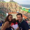 Grégory Bourdy et sa compagne Annabelle Savignan, photo Facebook le 22 août 2016, spectateurs du tournoi de beach volley des Jeux olympiques de Rio de Janeiro. Le couple a prévu de célébrer son mariage en septembre 2016.