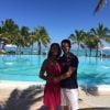 Grégory Bourdy et sa compagne Annabelle Savignan en vacances sur l'Île Maurice en décembre 2015, photo Twitter. Le couple a prévu de célébrer son mariage en septembre 2016.