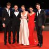Rocco Siffredi entouré de sa femme Rosa Caracciolo, leurs fils Leonardo et Lorenzo Tano, Laura Medcalf - Tapis rouge du film "Rocco" lors du 73e Festival du Film de Venise, la Mostra. Le 5 septembre 2016