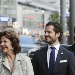 Urban Ahlin, le roi Carl XVI Gustaf de Suède, la reine Silvia, le prince Carl Philip, la princesse Madeleine et le prince Daniel ont assisté dans la soirée du 13 septembre 2016 à un concert de l'Orchestre philharmonique royal suédois à la suite de l'inauguration du Parlement, à Stockholm.