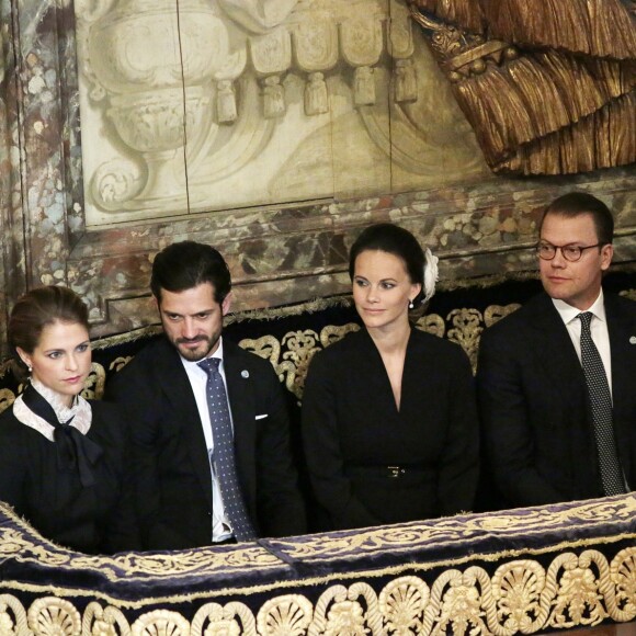La princesse Madeleine, le prince Carl Philip, la princesse Sofia, le prince Daniel et la princesse héritière Victoria de Suède ont assisté au matin du 13 septembre 2016 à une messe précédant cérémonie d'inauguration du Parlement pour l'exercice 2016-2017, à Stockholm.